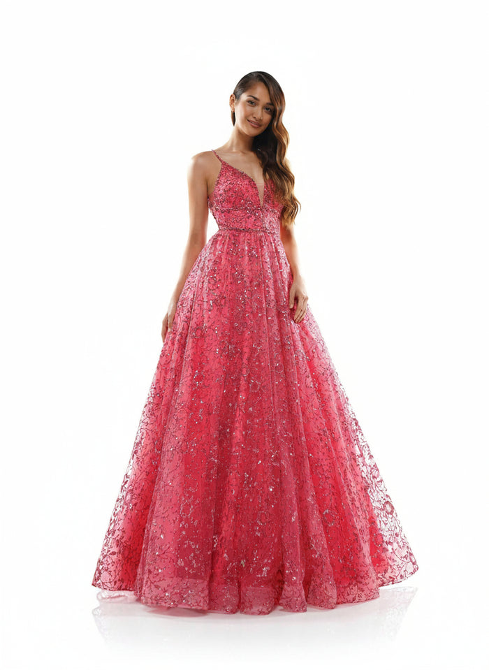 Colors Prom Long Formal Beaded Mesh Ball Gown 2288 - The Dress Outlet
