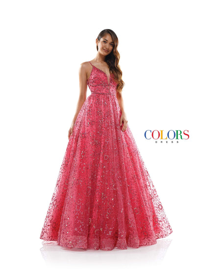 Colors Prom Long Formal Beaded Mesh Ball Gown 2288 - The Dress Outlet