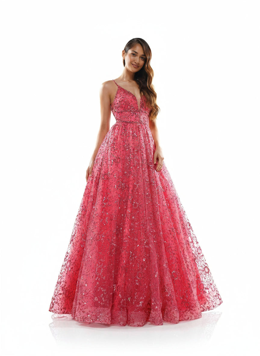Colors Prom Long Formal Beaded Mesh Ball Gown 2288 - The Dress Outlet