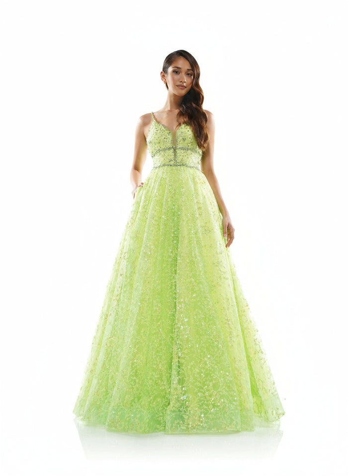 Colors Prom Long Formal Beaded Mesh Ball Gown 2288 - The Dress Outlet