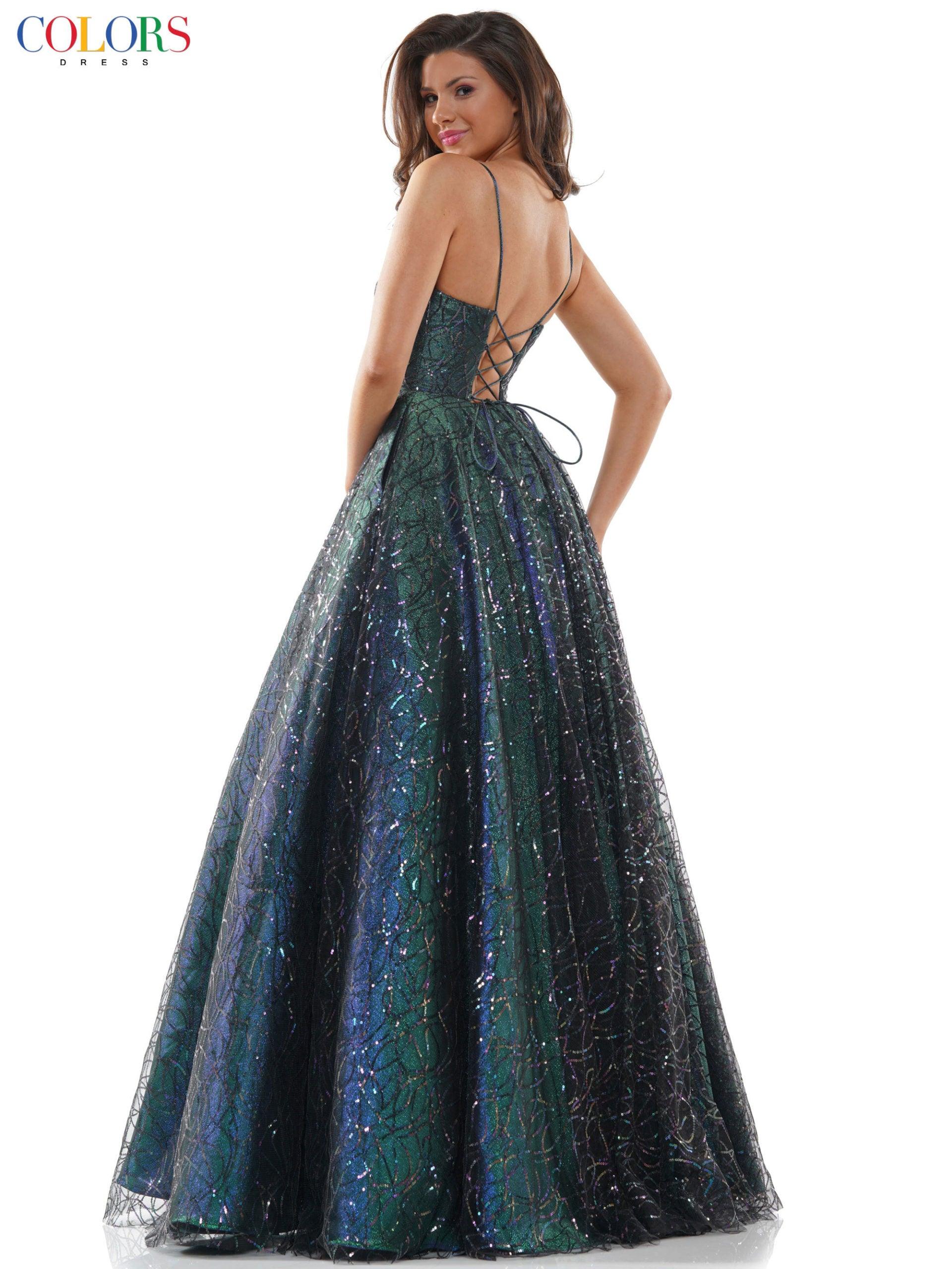 Colors Prom Long Formal Glitter Ball Gown 2437 - The Dress Outlet