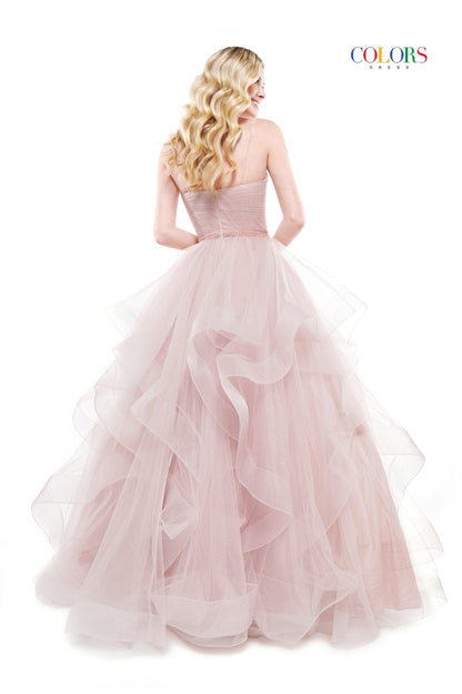 Colors Prom Long Formal Glitter Mesh Ball Gown 2381 - The Dress Outlet