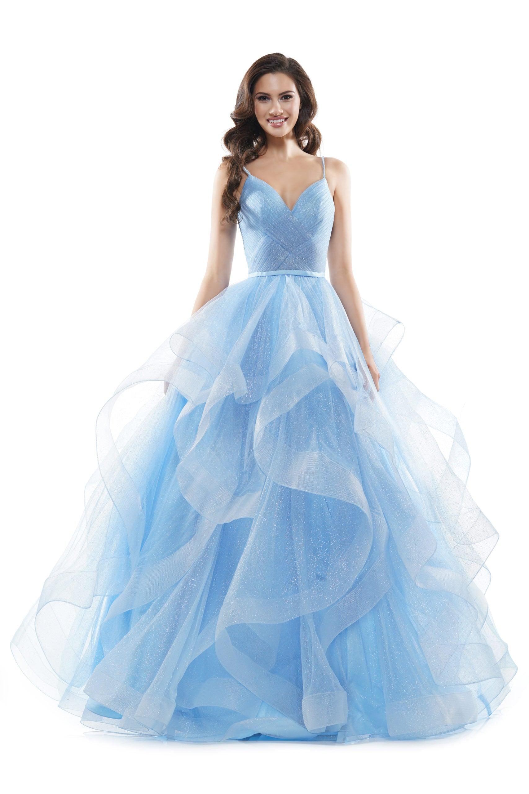 Colors Prom Long Formal Glitter Mesh Ball Gown 2381 - The Dress Outlet