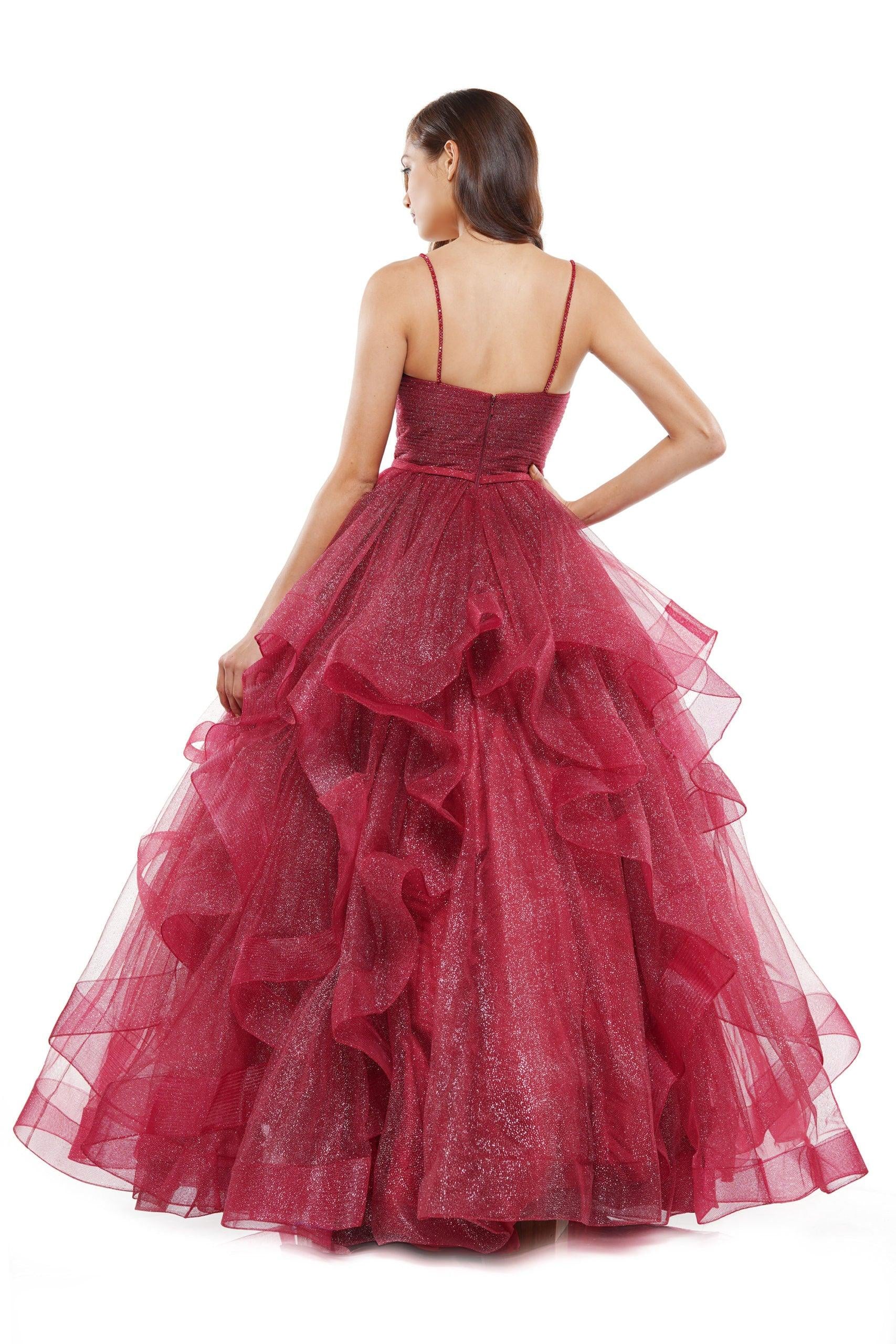 Colors Prom Long Formal Glitter Mesh Ball Gown 2381 - The Dress Outlet