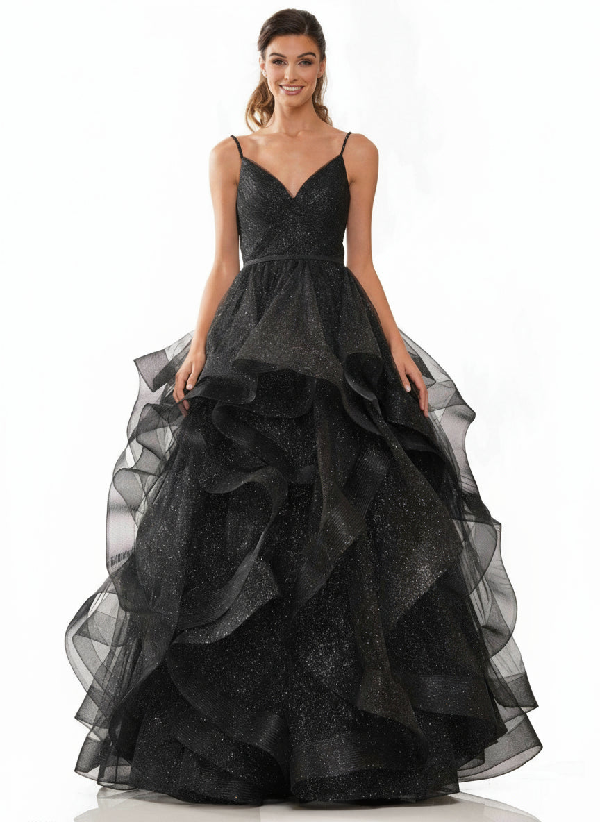 Colors Prom Long Formal Glitter Mesh Ball Gown 2381 - The Dress Outlet