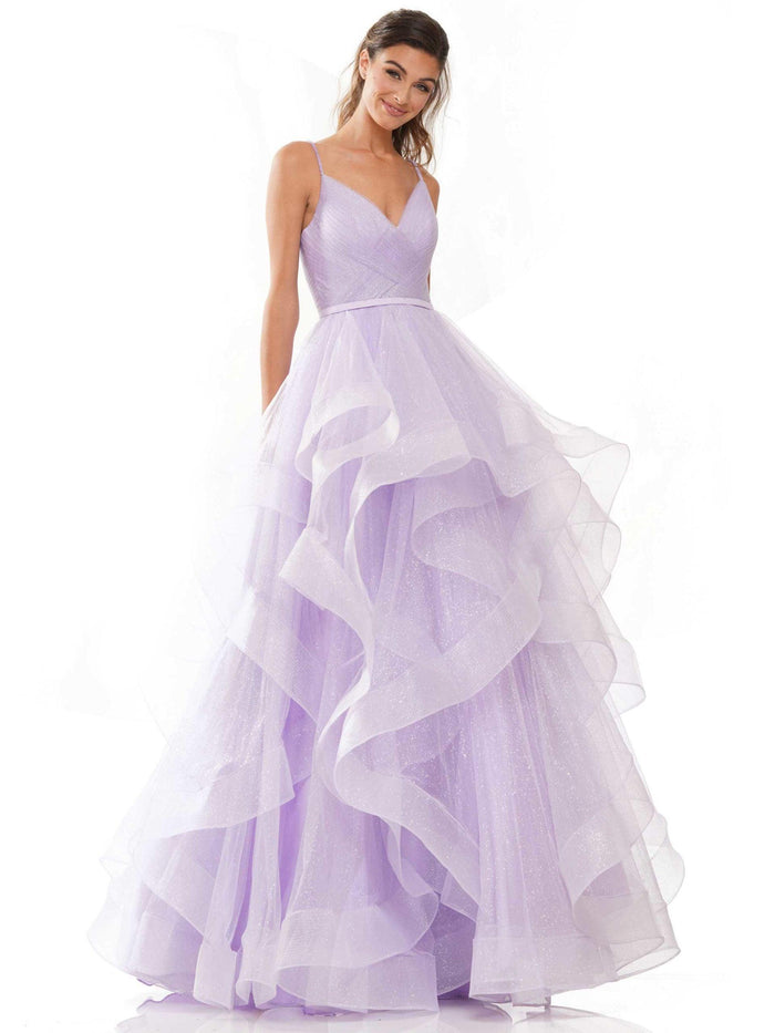 Colors Prom Long Formal Glitter Mesh Ball Gown 2381 - The Dress Outlet