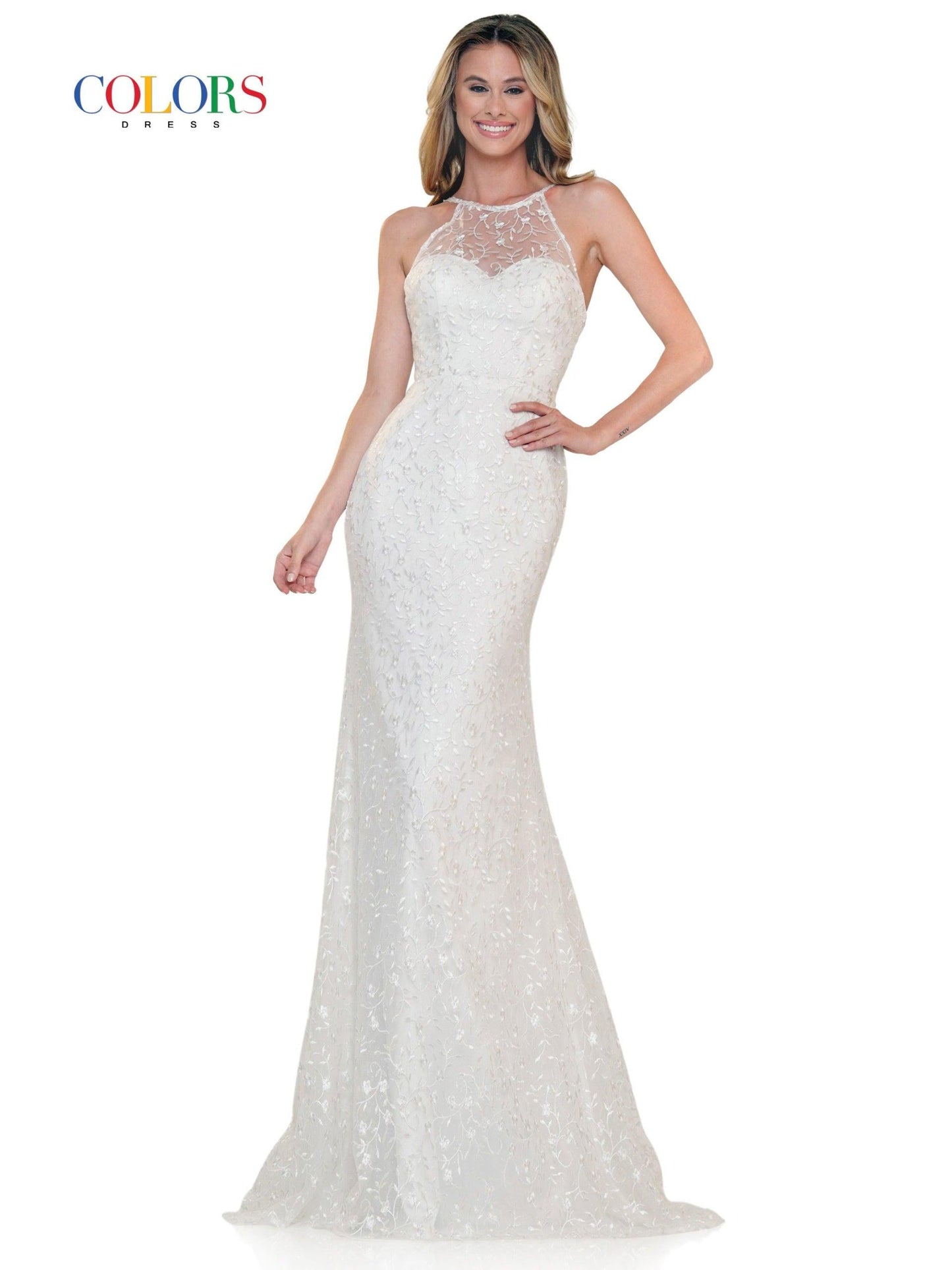 Colors Prom Long Formal Halter Dress 2698 - The Dress Outlet