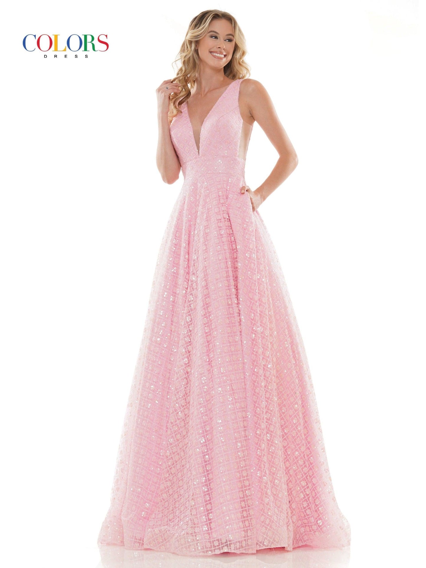 Colors Prom Long Glitter Ball Gown 2170 - The Dress Outlet