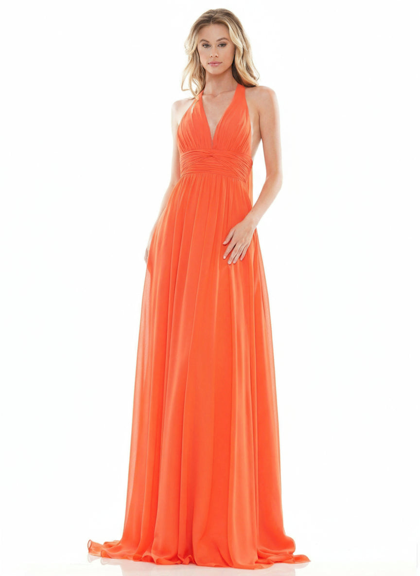 Colors Prom Long Halter Chiffon Formal Dress 2734 - The Dress Outlet