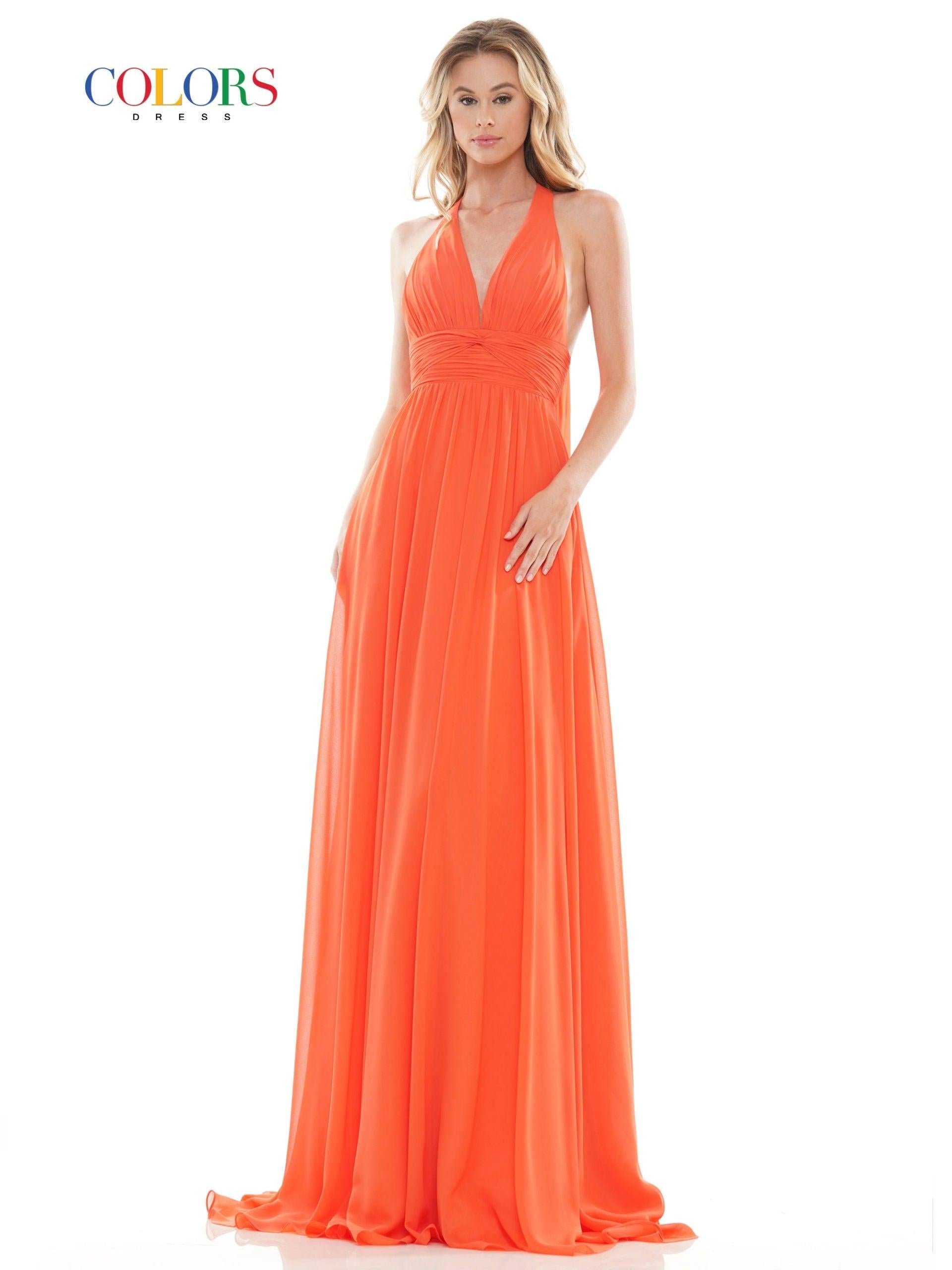 Colors 2734 Colors Prom Long Halter Chiffon Formal Dress