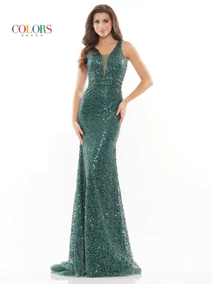 Colors Prom Long Sleeveless Formal Dress 2718 - The Dress Outlet