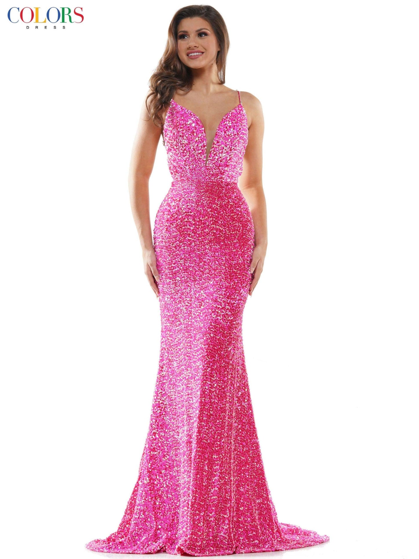 Colors Prom Long Spaghetti Strap Formal Dress 2459 - The Dress Outlet