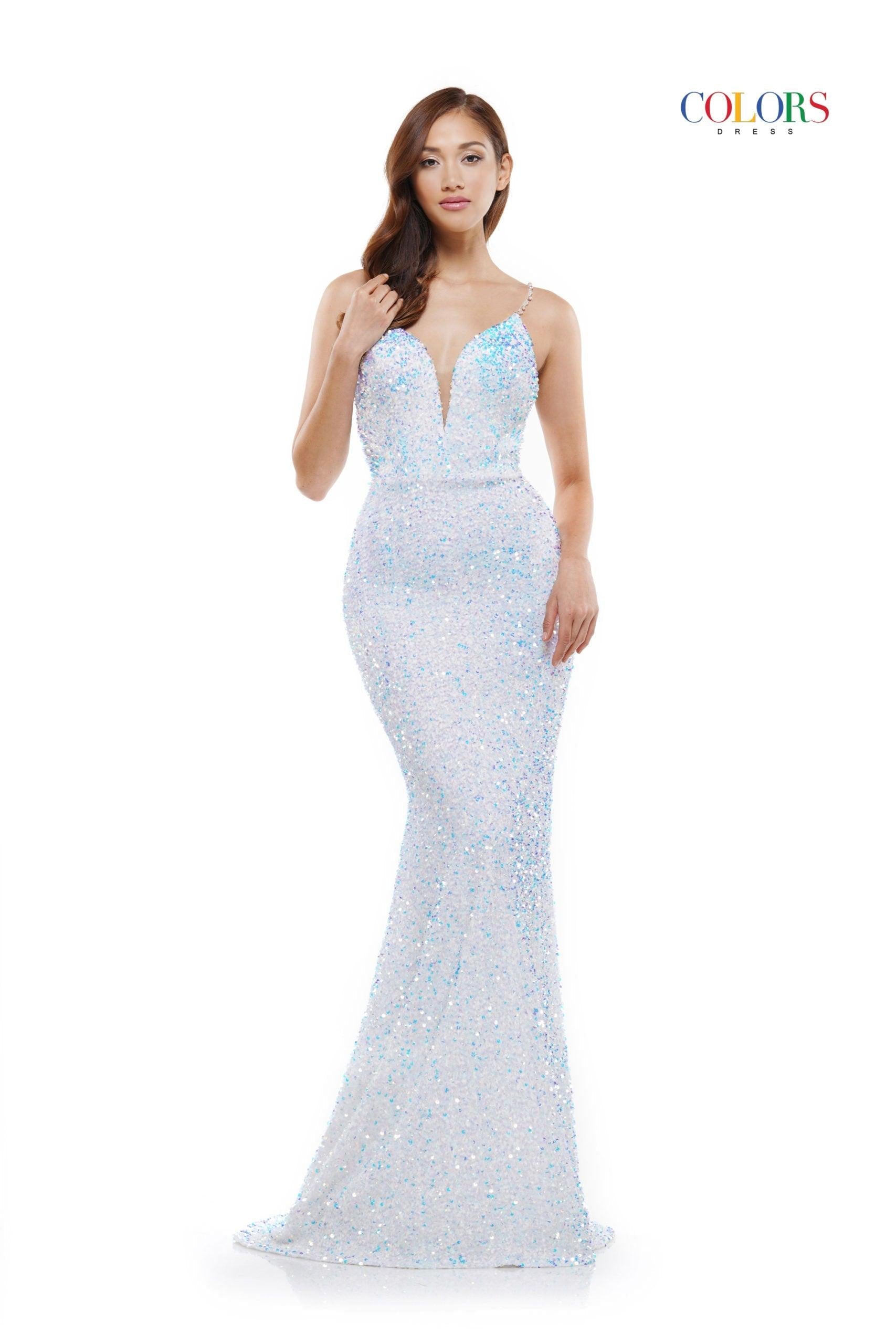 Colors Prom Long Spaghetti Strap Formal Dress 2459 - The Dress Outlet