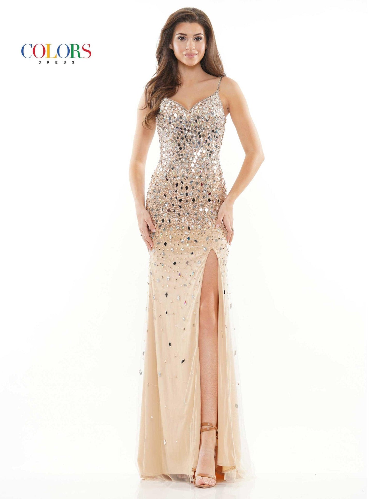 Colors Prom Long Spaghetti Strap Formal Dress 2724 - The Dress Outlet