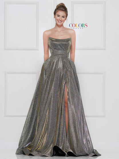 Colors Prom Long Strapless Glitter Ball Gown 2078 - The Dress Outlet
