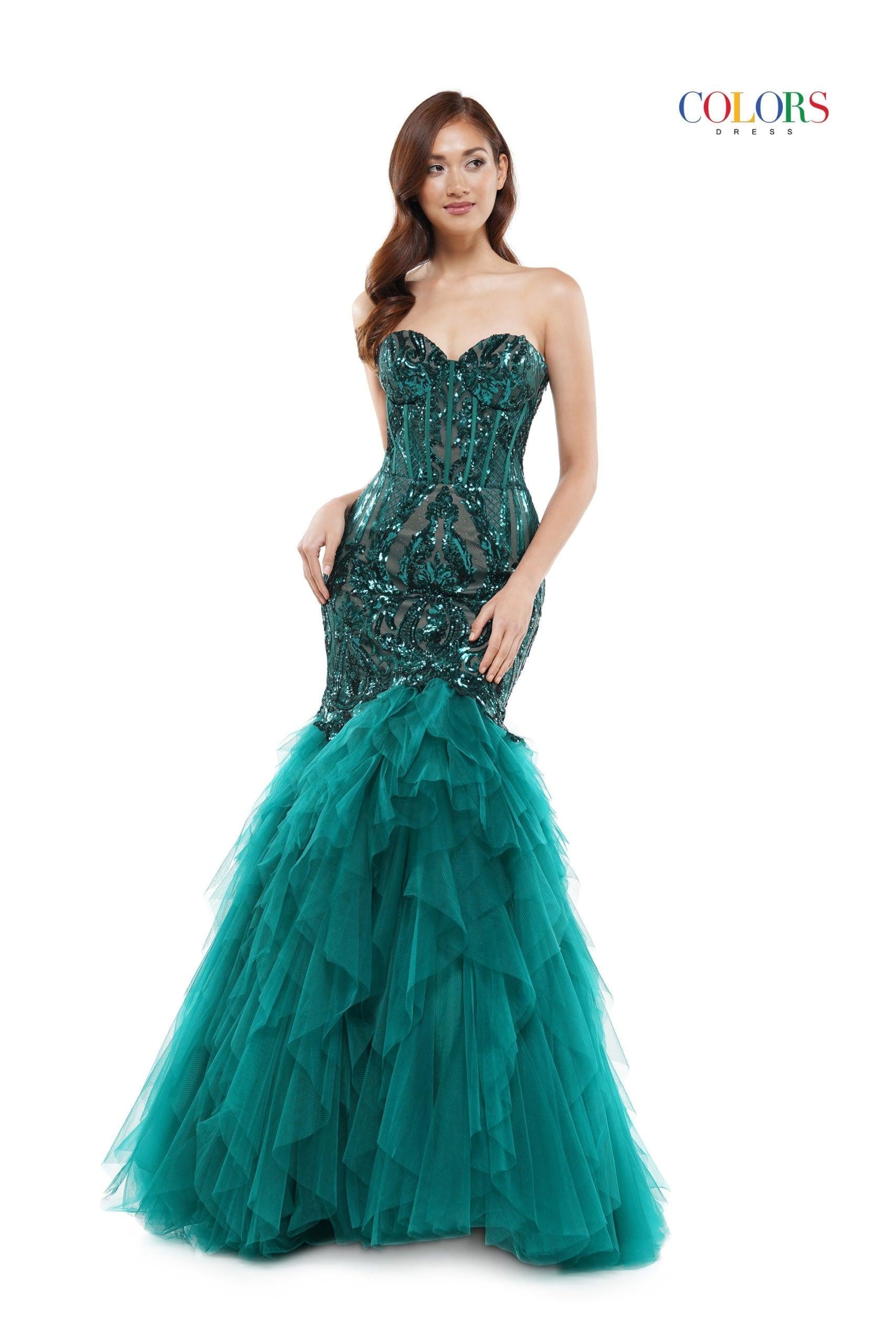 Colors 2067 Colors Prom Long Strapless Mermaid Prom Gown