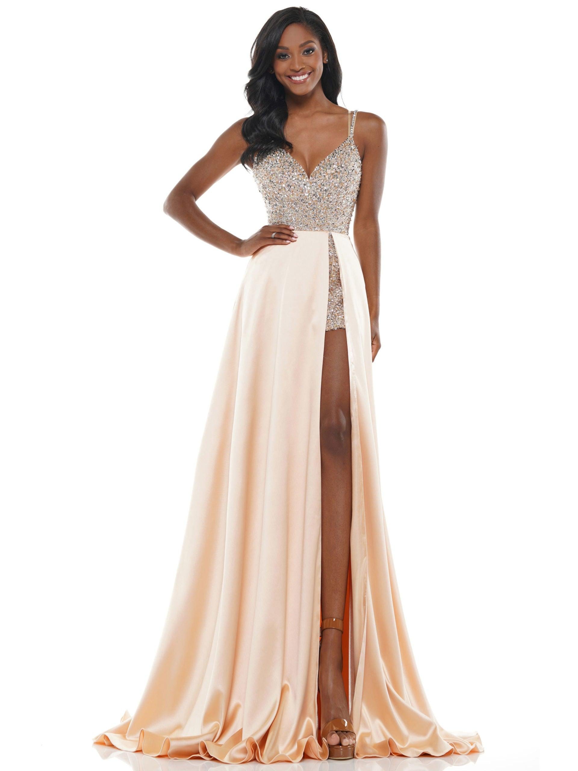 Colors Prom Short Beaded Romper Skirt Overlay 2604 - The Dress Outlet