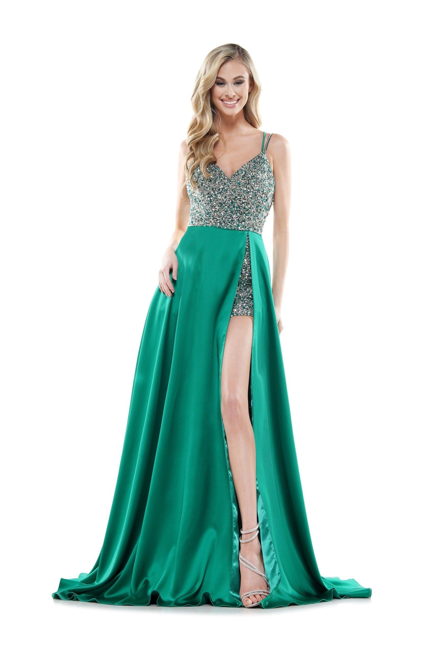 Colors Prom Short Beaded Romper Skirt Overlay 2604 - The Dress Outlet