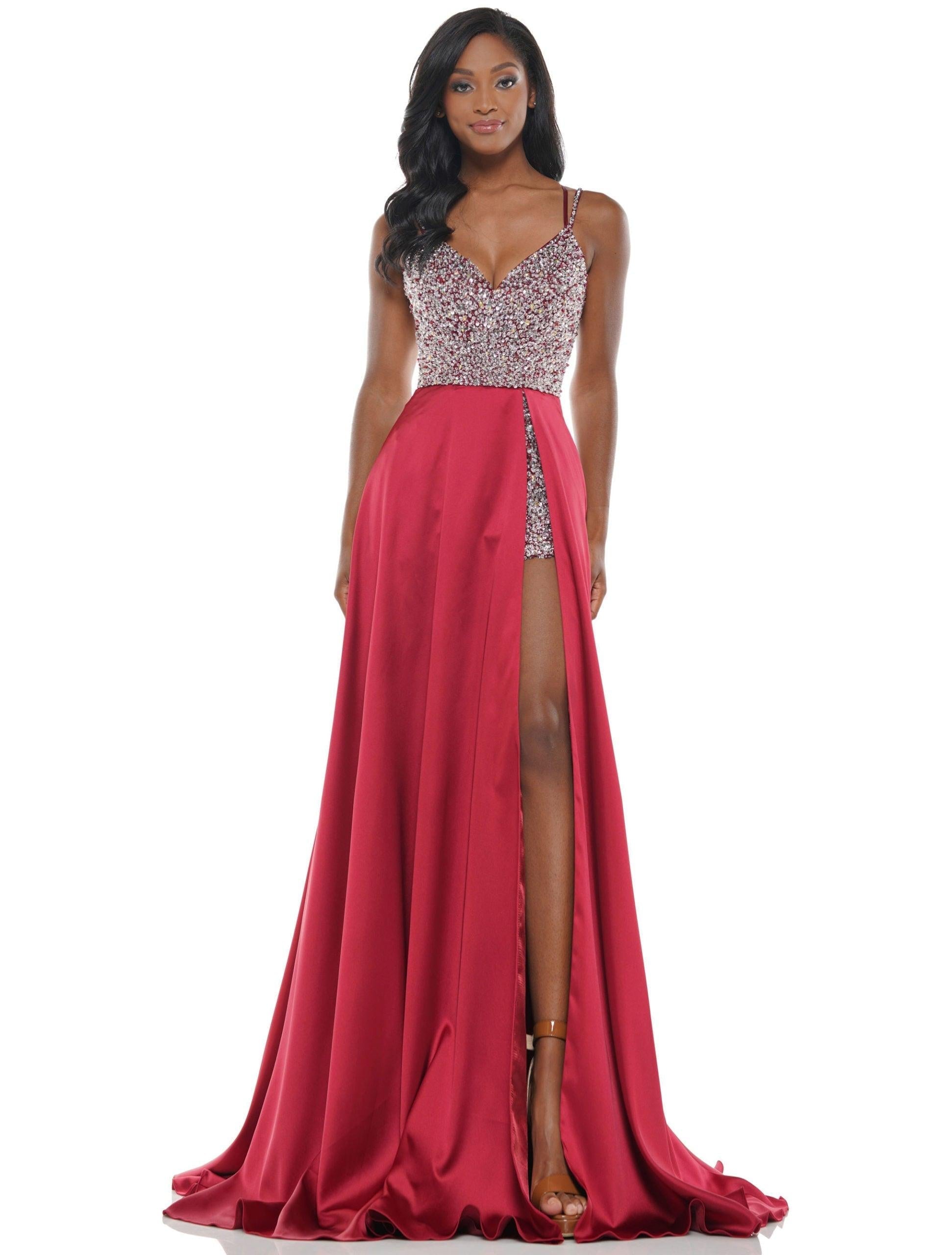 Red Colors 2604 Colors Prom Short Beaded Romper Skirt Overlay