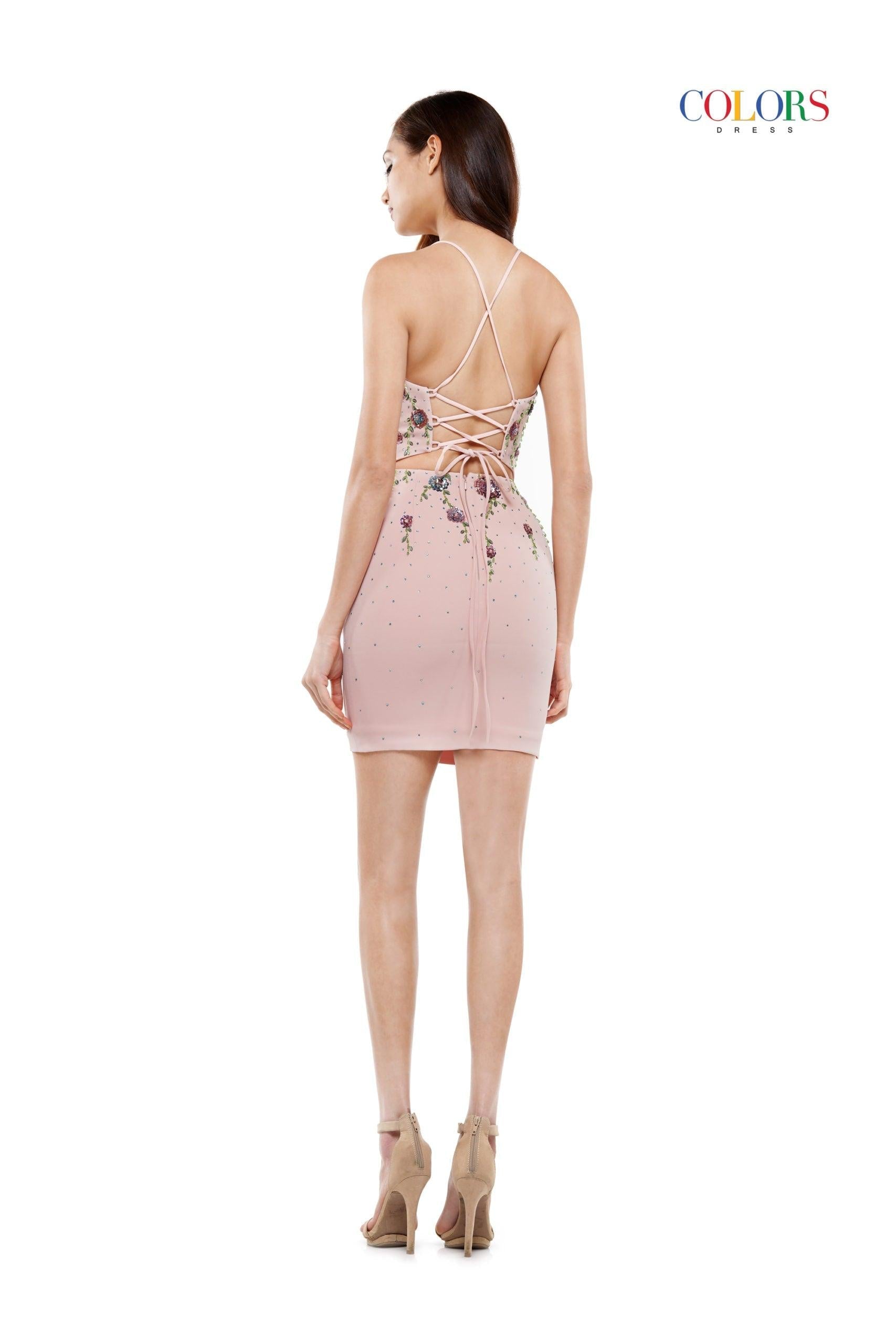 Colors 2521 Colors Prom Short Floral Cocktail Dress