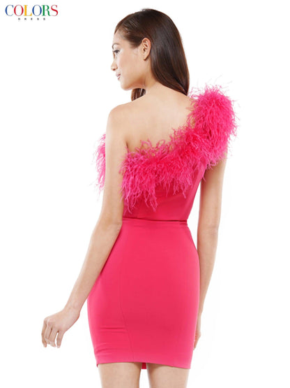 Colors Prom Short One Shoulder Cocktail Dress 2404 - The Dress Outlet