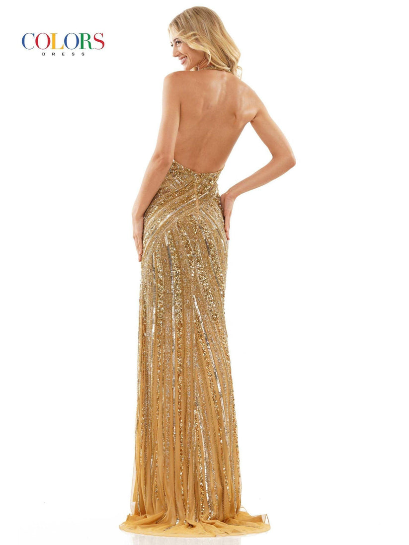 Gold Colors K144 Colors Sexy Long Sleeveless Prom Dress for $768.0 ...