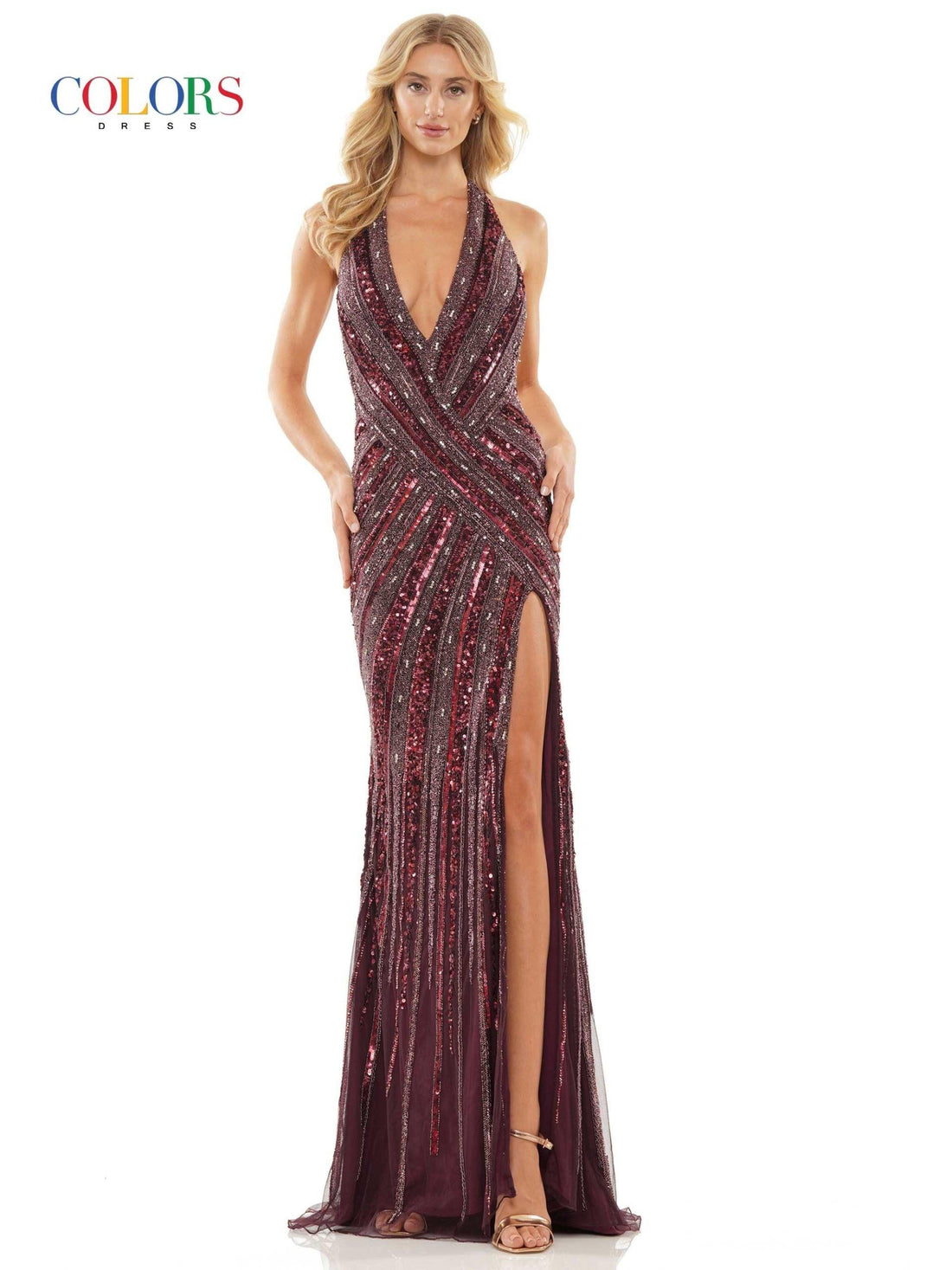 Gold Colors K144 Colors Sexy Long Sleeveless Prom Dress for $768.0