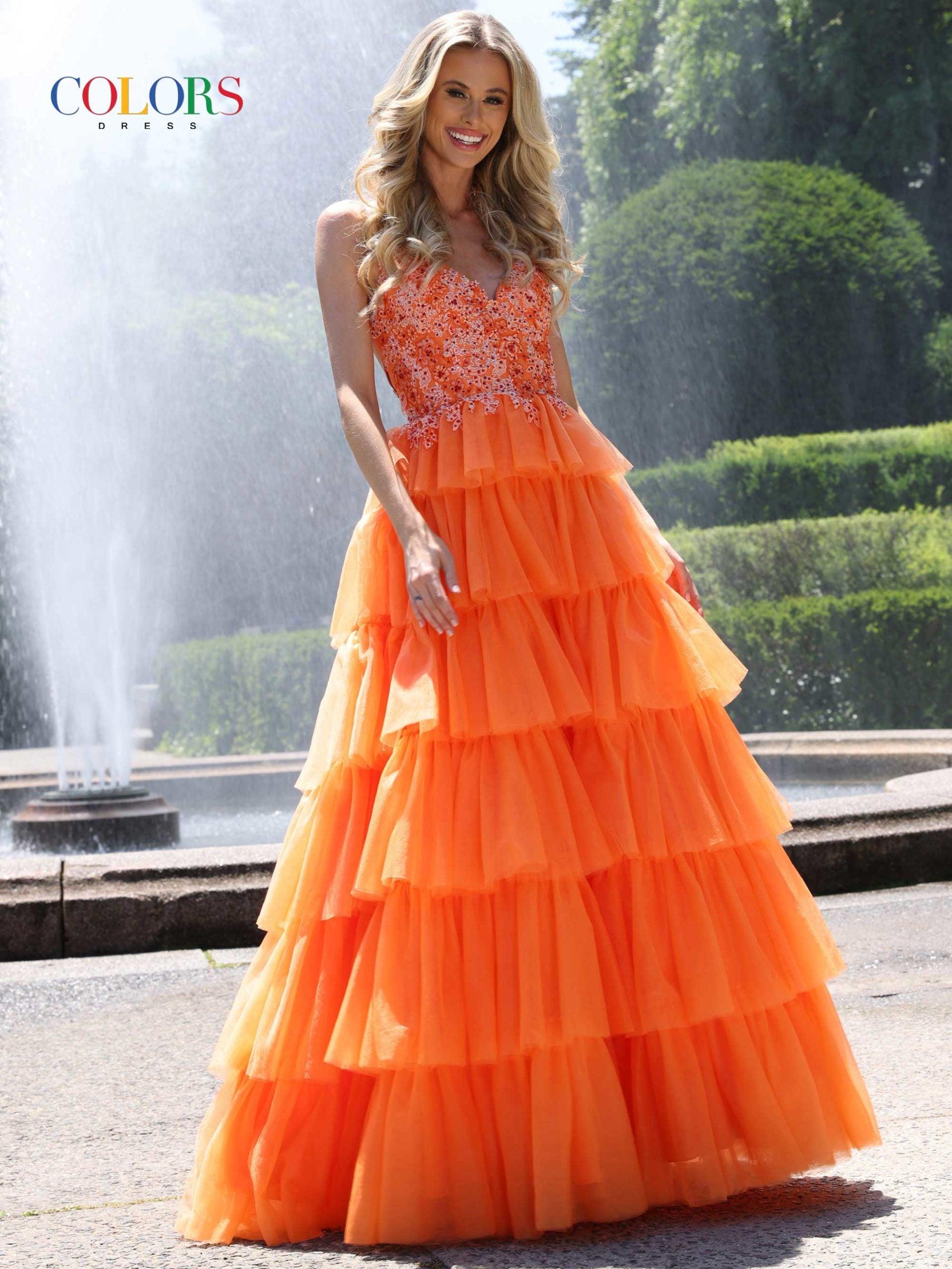 Colors 2911 Colors Spaghetti Strap Long Prom Dress