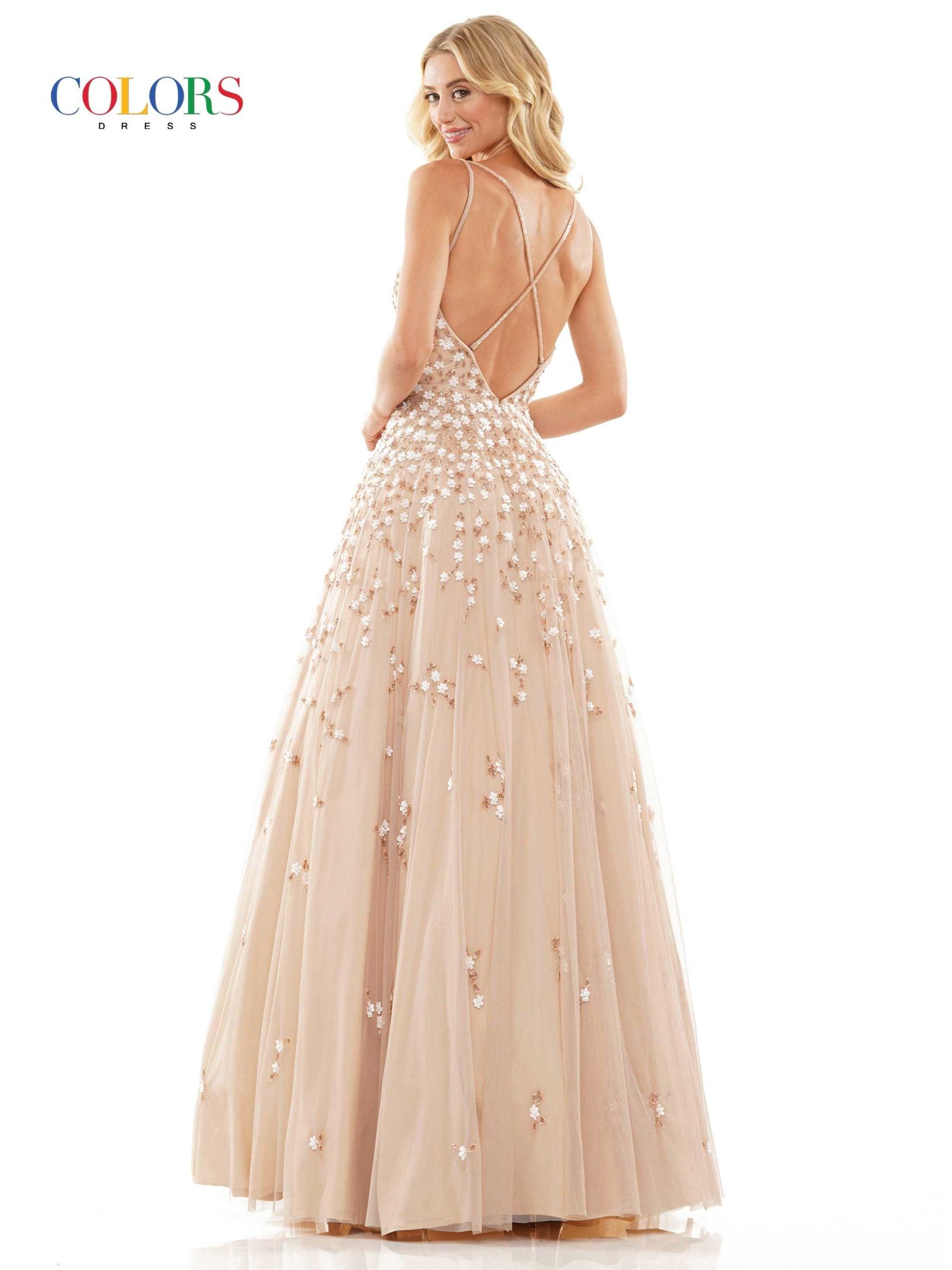 Colors Spaghetti Strap Long Prom Dress K140 - The Dress Outlet