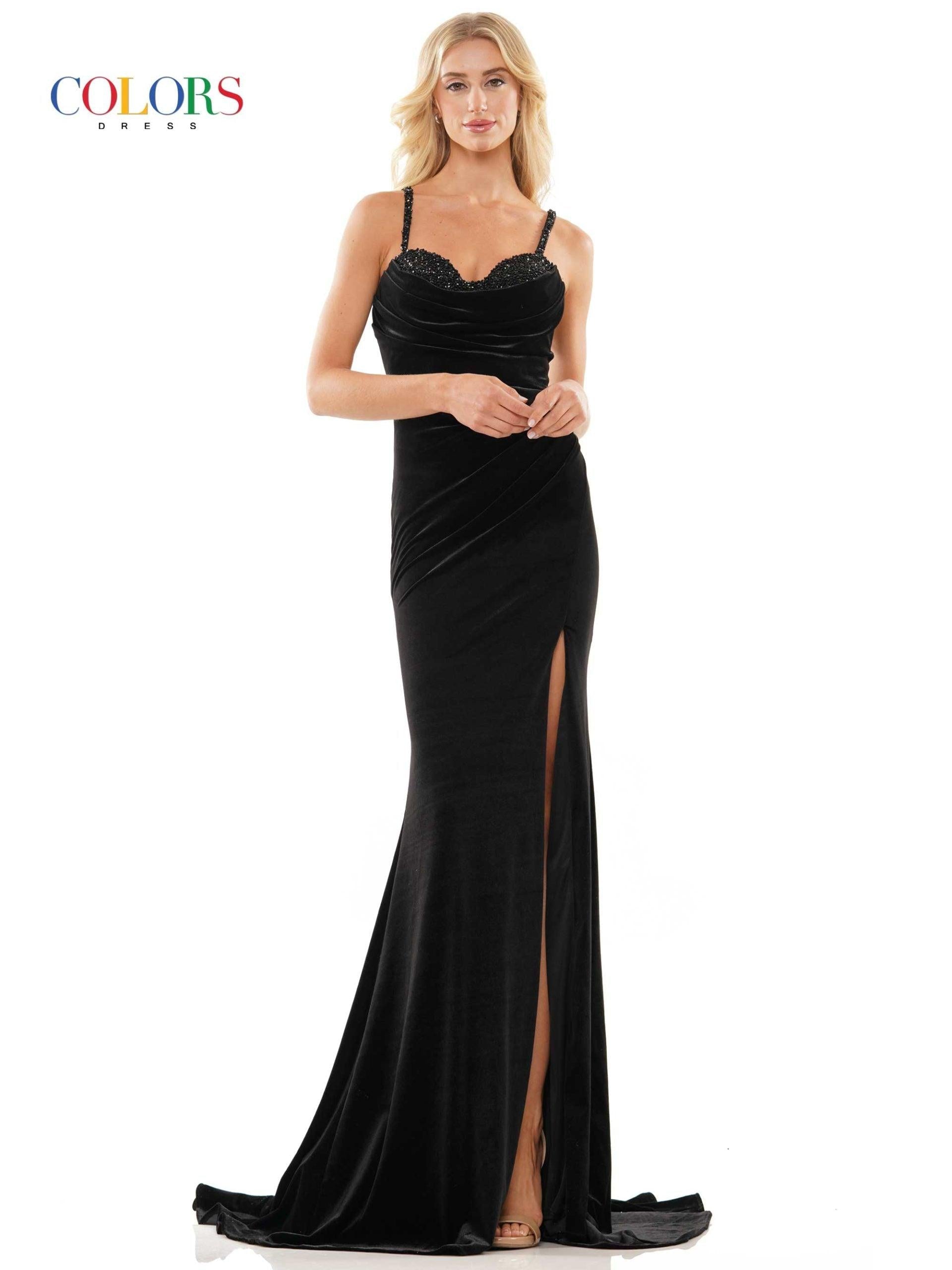 Colors Spaghetti Straps Long Prom Dress 2885 - The Dress Outlet