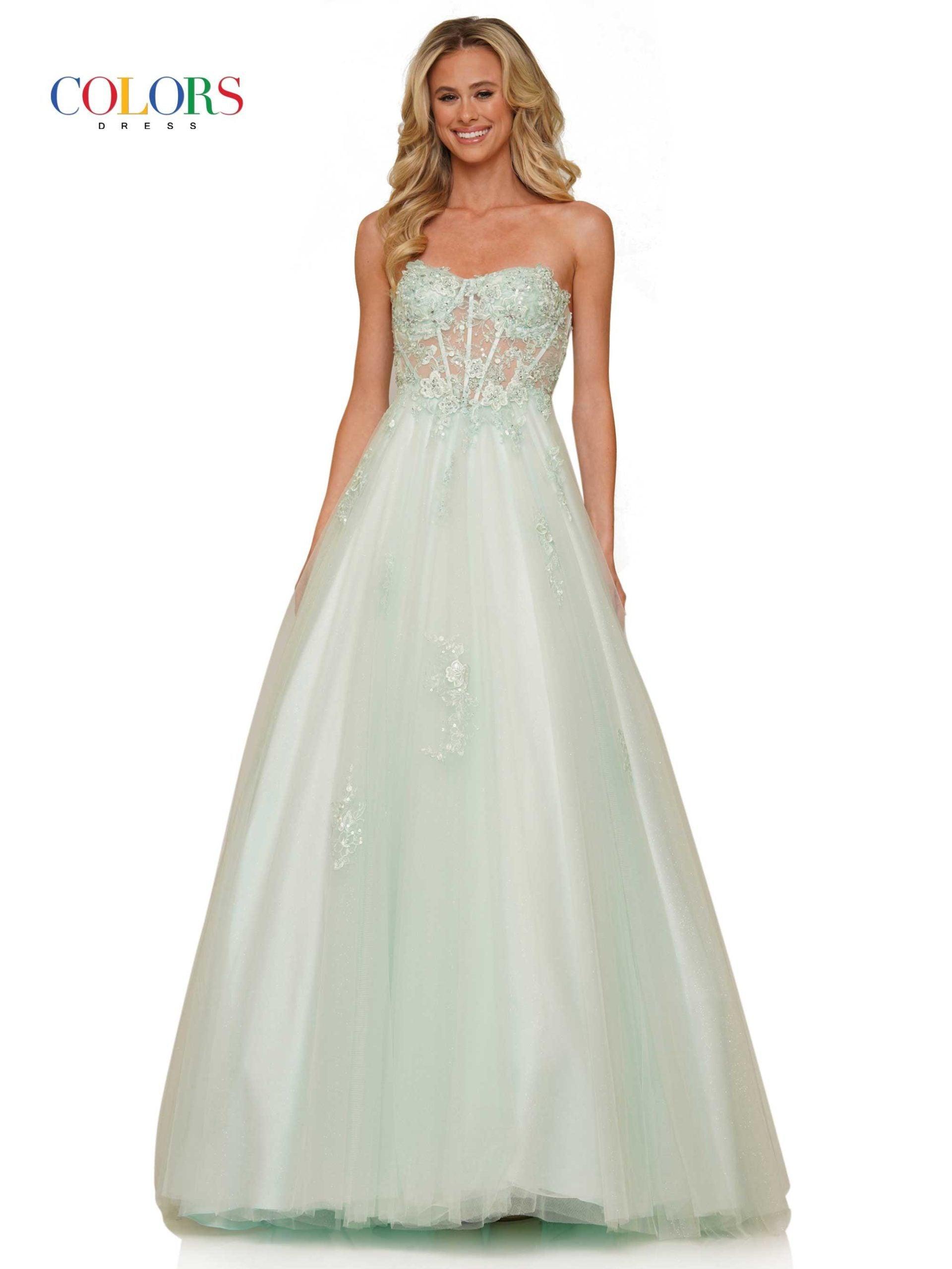 Colors Strapless Long Prom Dress 2898 - The Dress Outlet