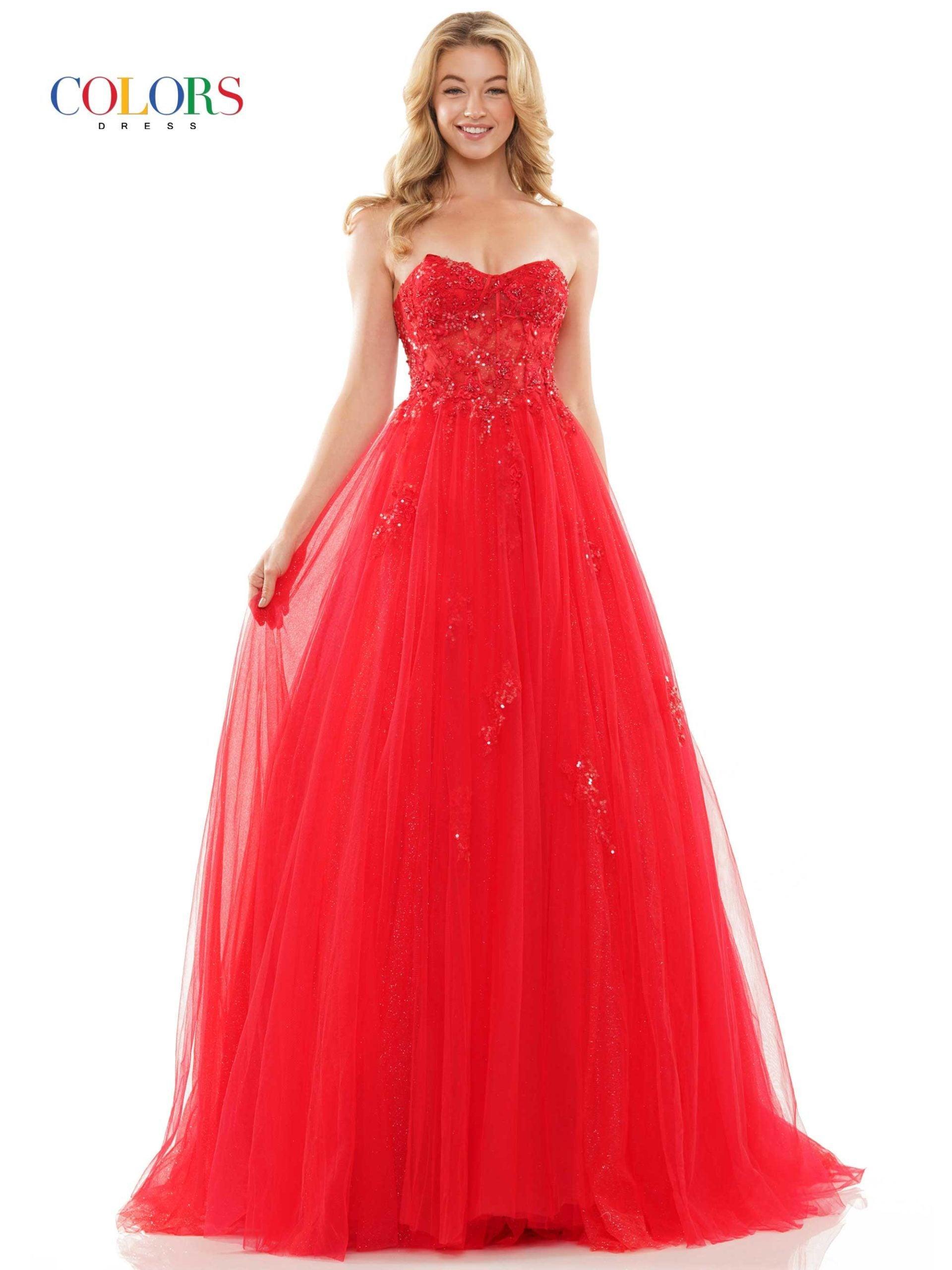 Colors Strapless Long Prom Dress 2898 - The Dress Outlet