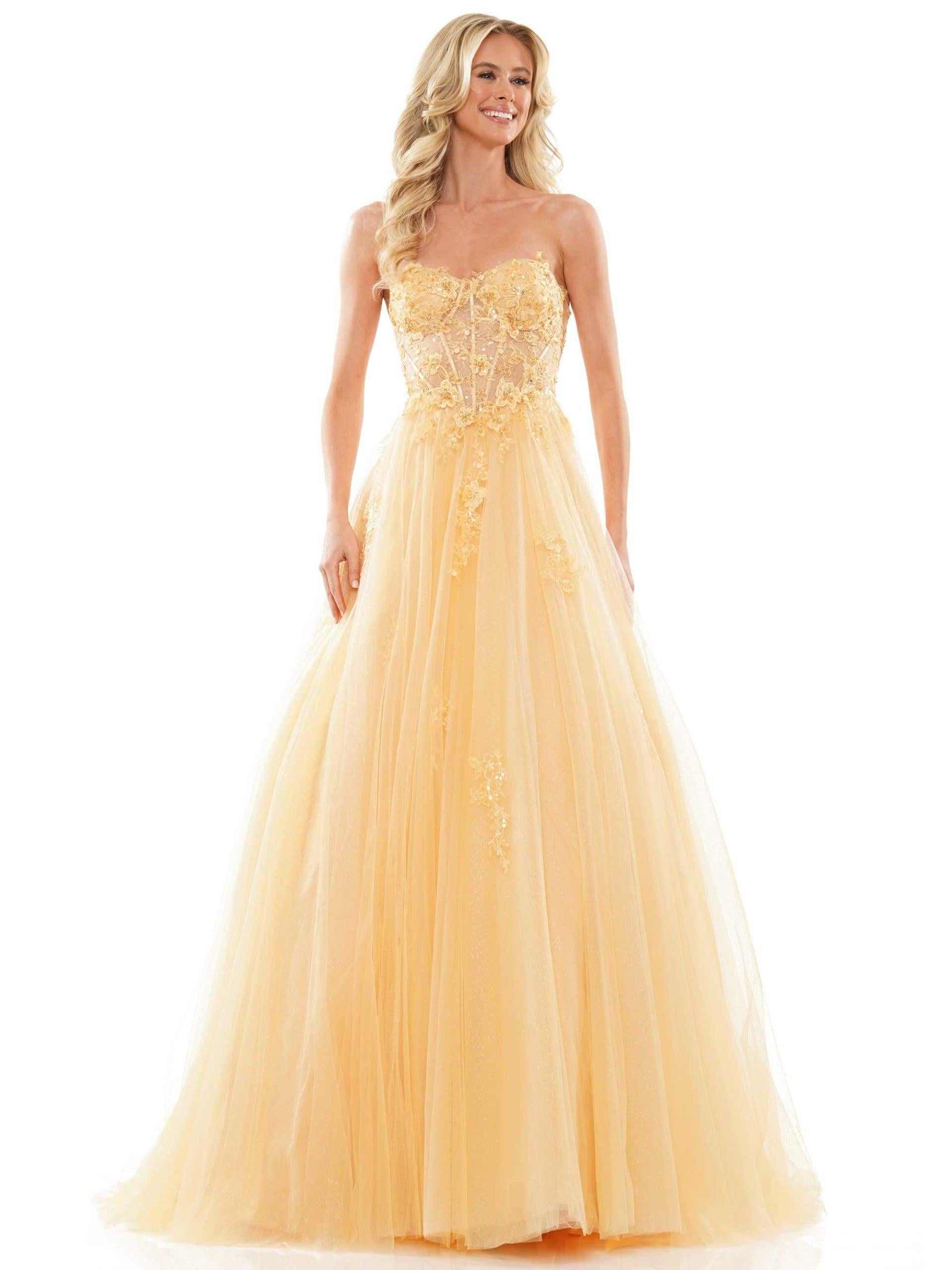 Colors Strapless Long Prom Dress 2898 - The Dress Outlet
