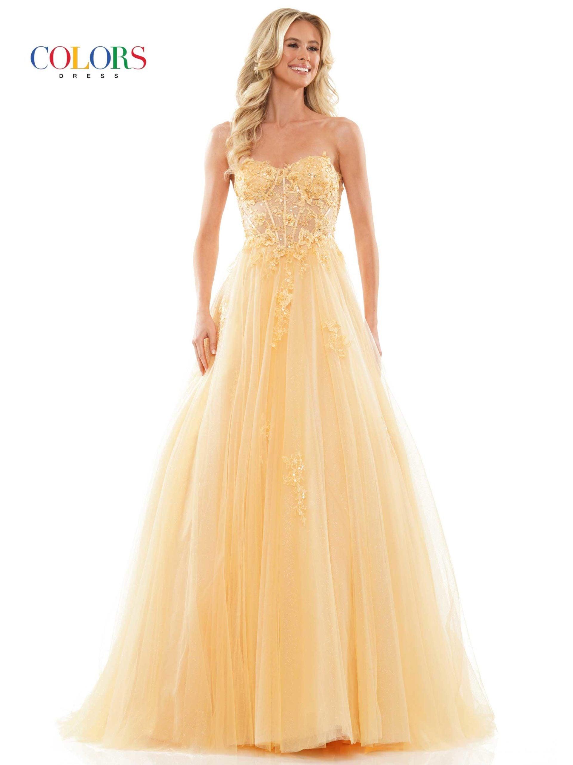 Colors Strapless Long Prom Dress 2898 - The Dress Outlet
