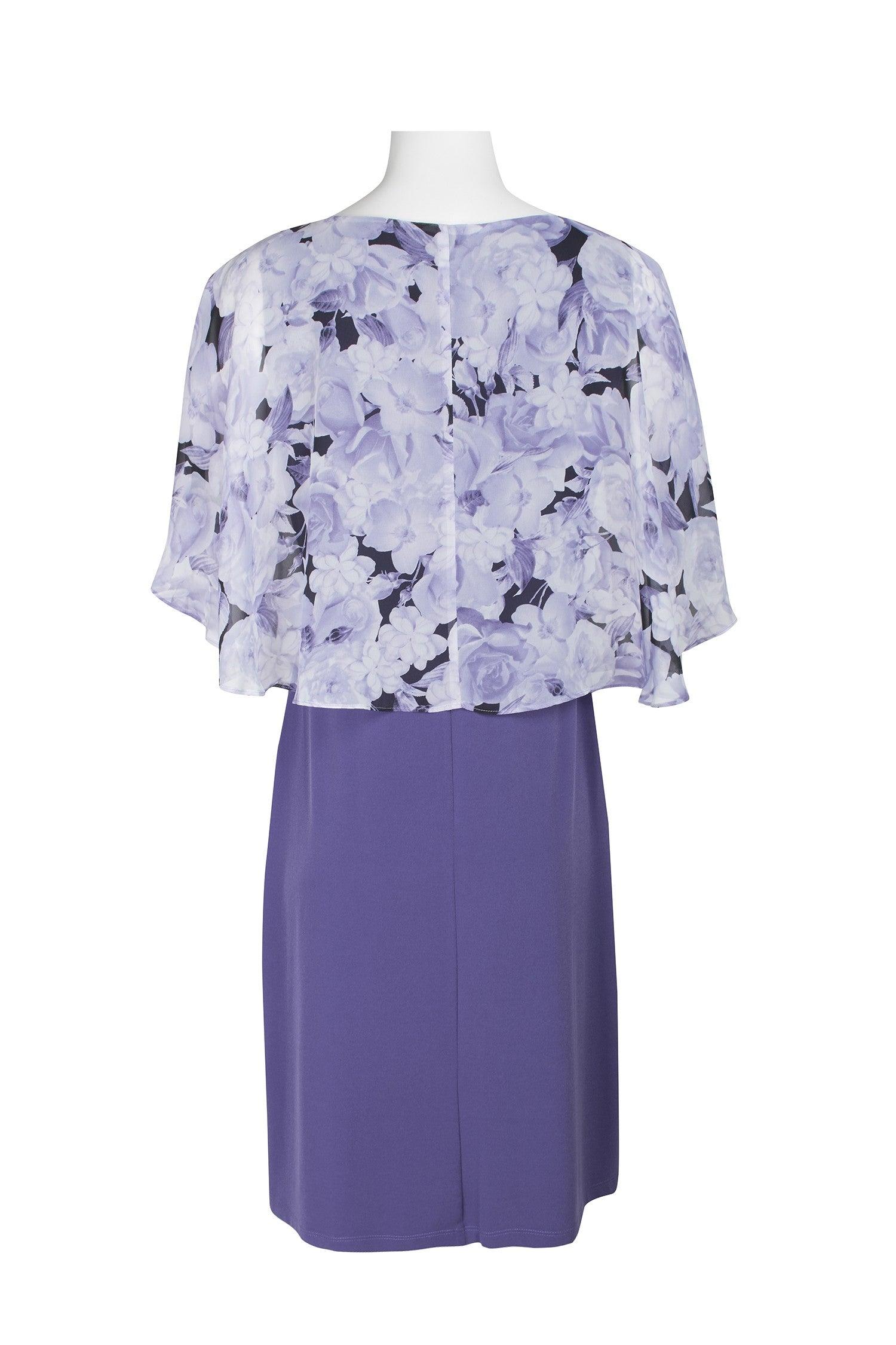 Connected Apparel Floral Chiffon Short Cape Dress