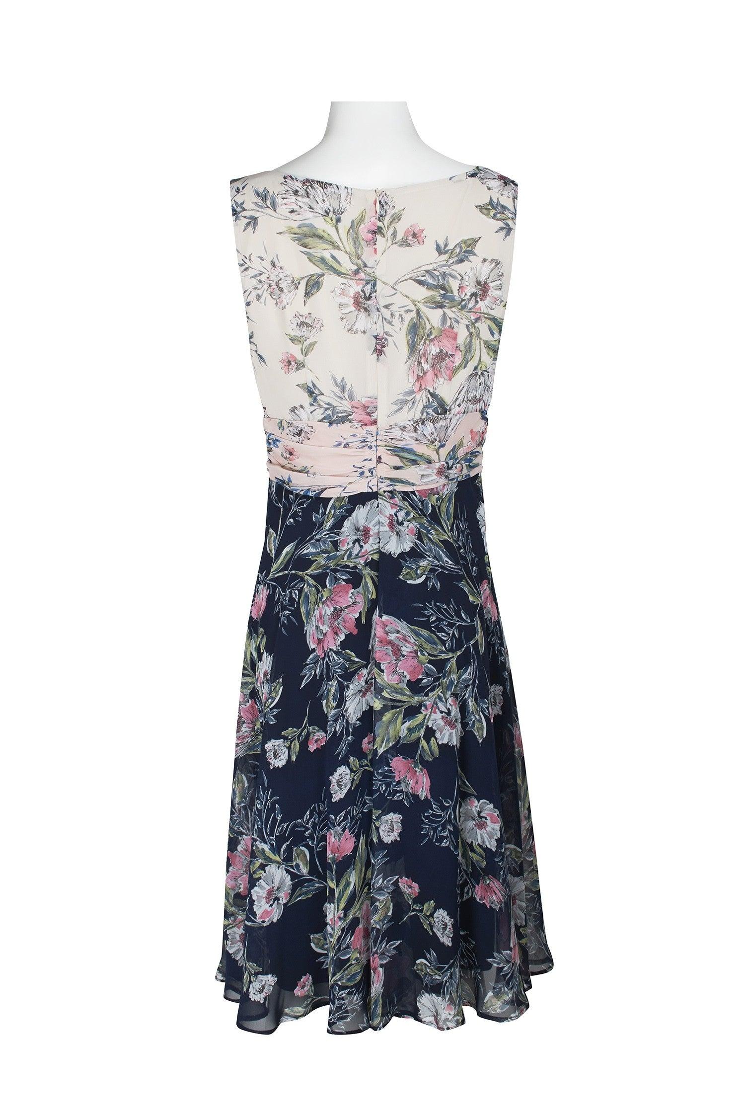 Connected Apparel Floral Print Chiffon Short Dress - The Dress Outlet