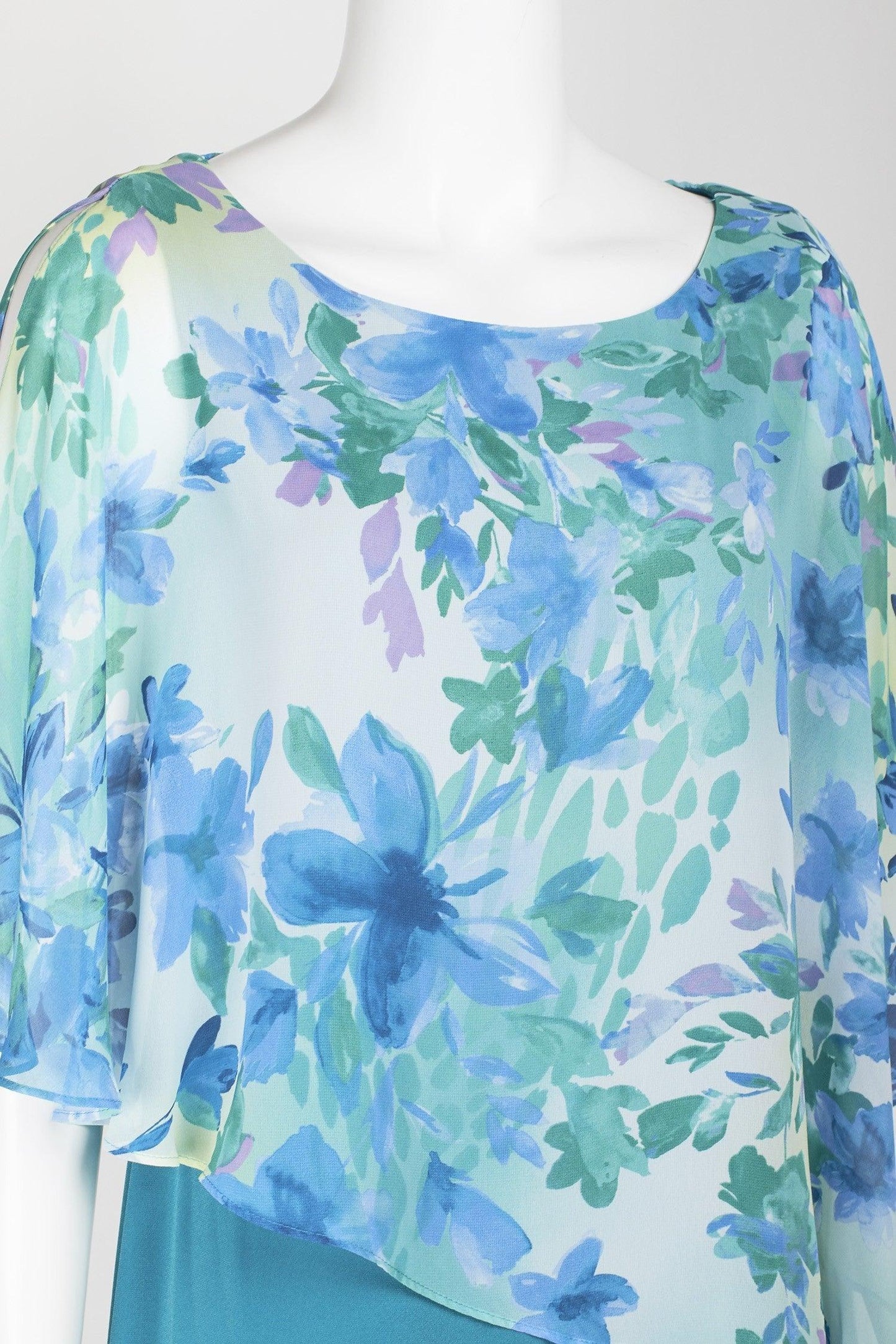 Connected Apparel Floral Print Short Chiffon Dress - The Dress Outlet
