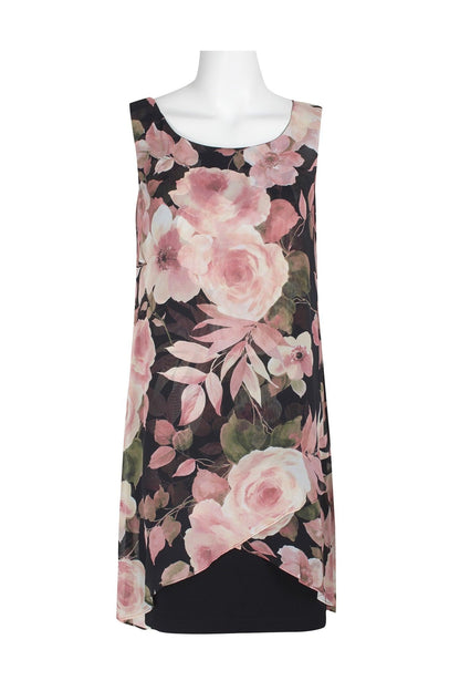 Connected Apparel Floral Print Tiered Short Dress - The Dress Outlet