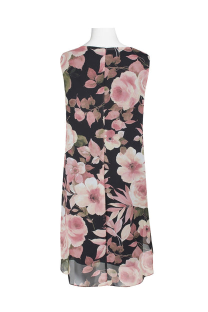 Connected Apparel Floral Print Tiered Short Dress - The Dress Outlet
