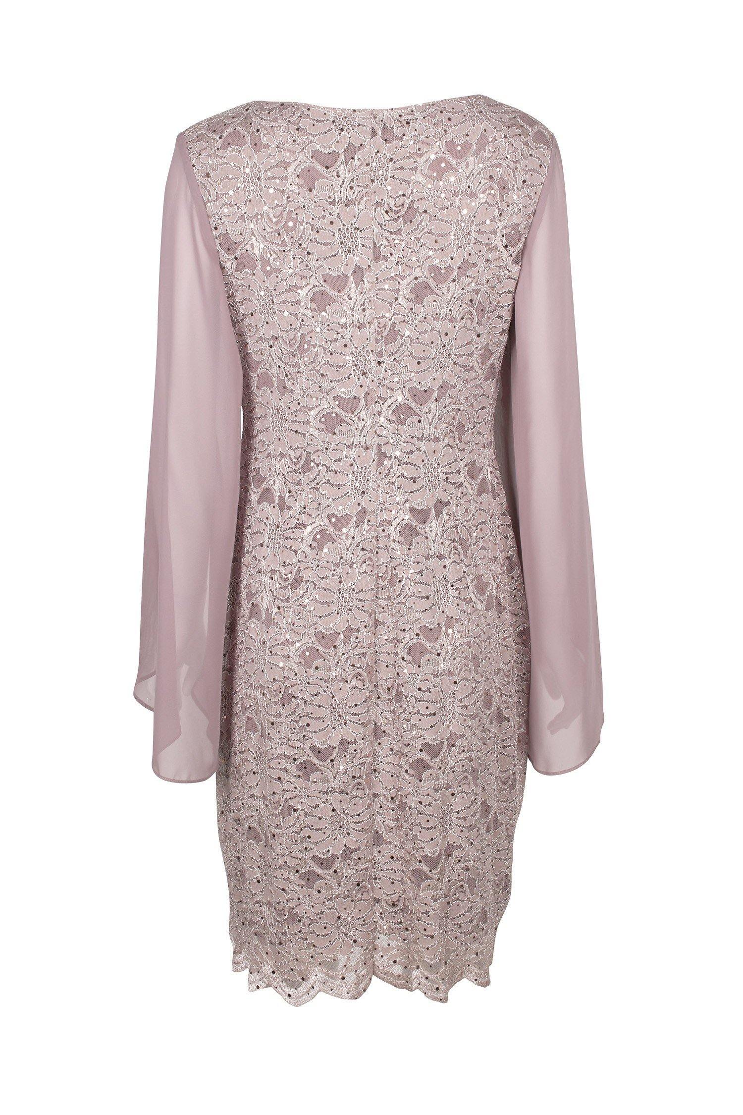 Connected Apparel Long Sleeve Lace Short Dress - The Dress Outlet