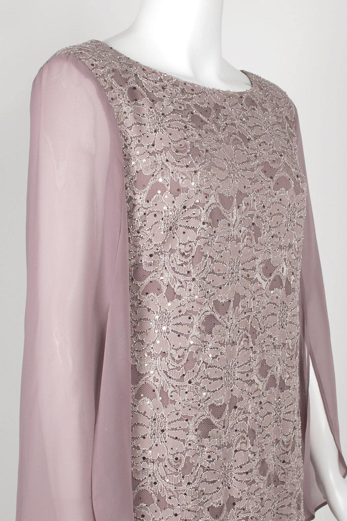 Connected Apparel Long Sleeve Lace Short Dress - The Dress Outlet