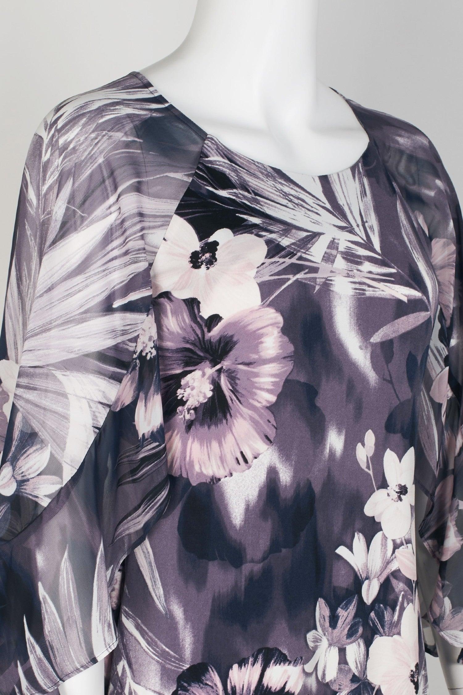 Connected Apparel Short 3/4 Sleeve Chiffon Dress