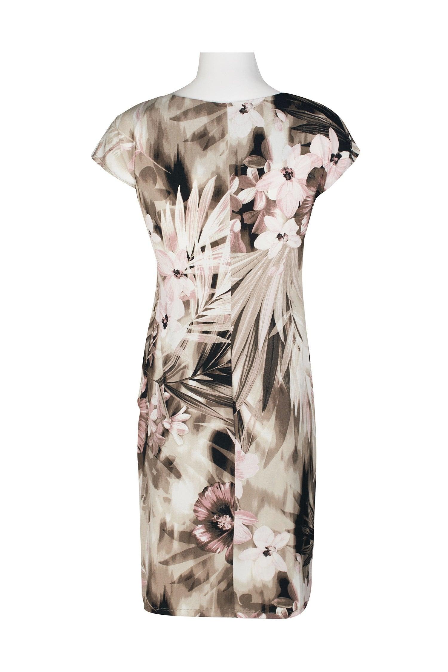 Connected Apparel Short Cap Sleeve Floral Dress
