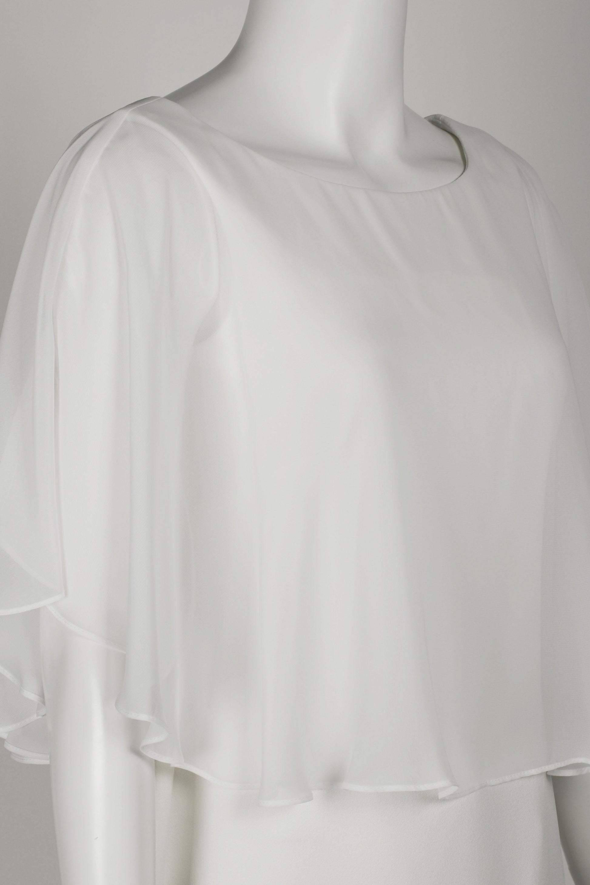 Connected Apparel Short Cape Sleeve Chiffon Dress