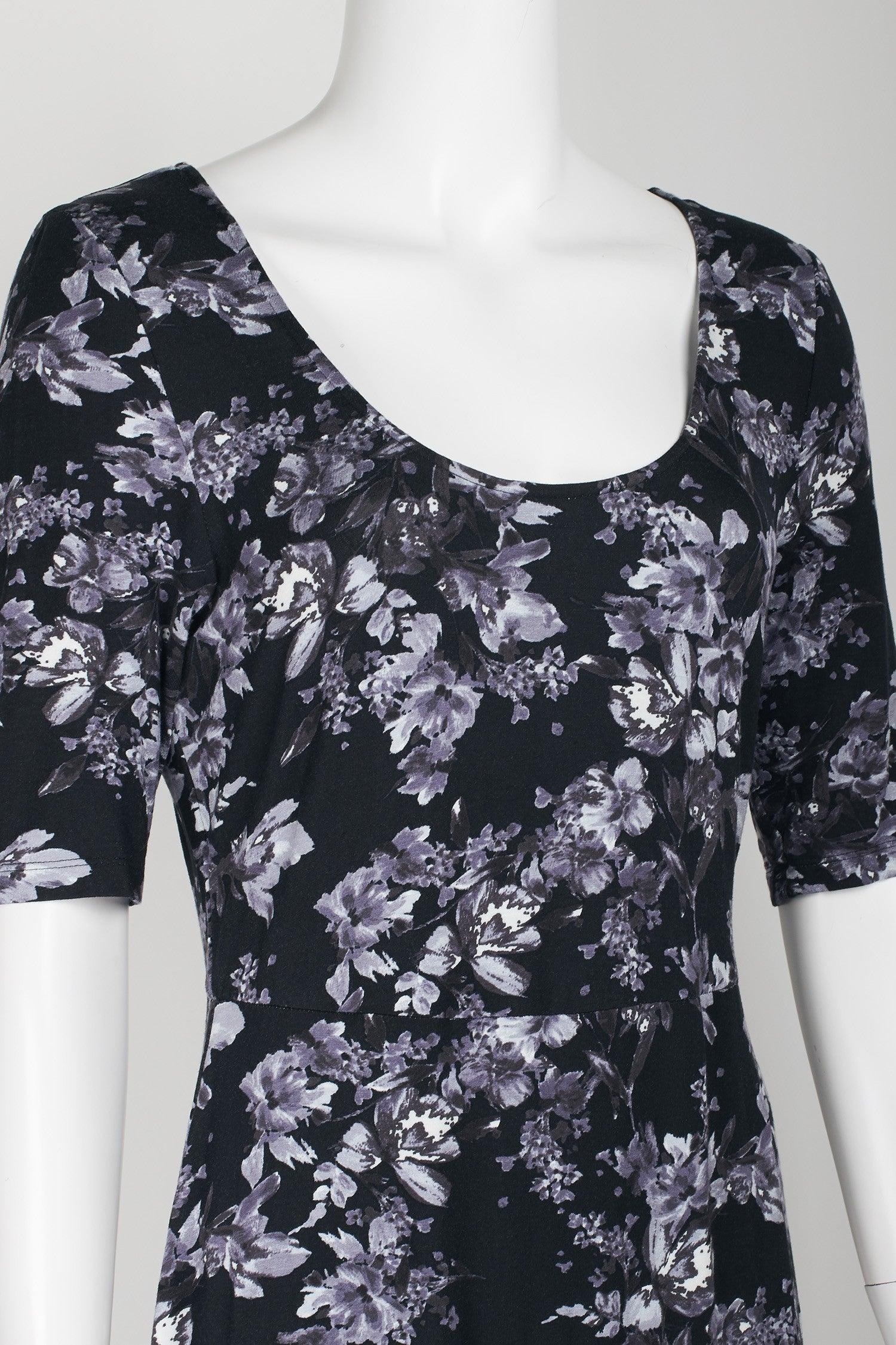 Connected Apparel Short Long Sleeve Floral Dress - The Dress Outlet