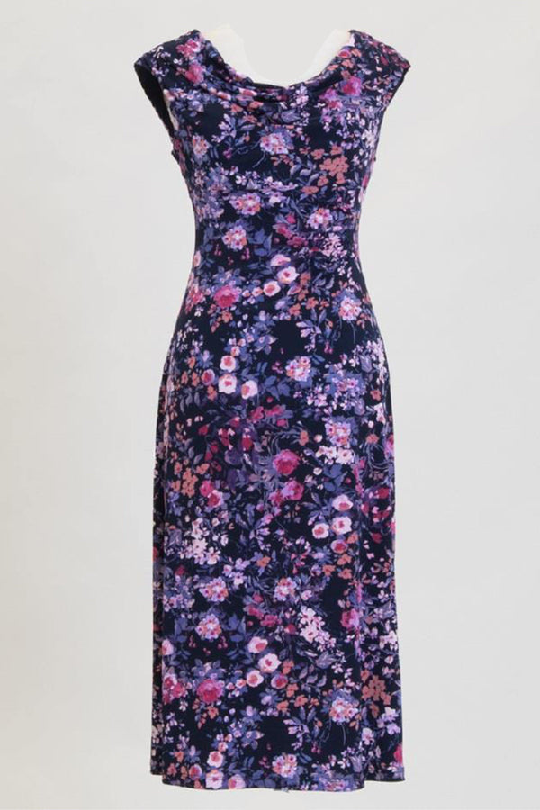 Connected Apparel Short Plus Size Floral Print Dress