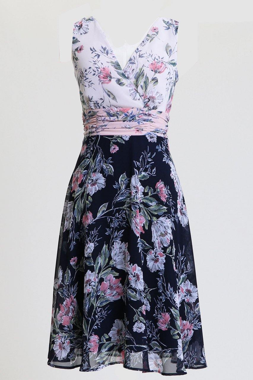 Connected Apparel Short Sleeveless V Neck Dress