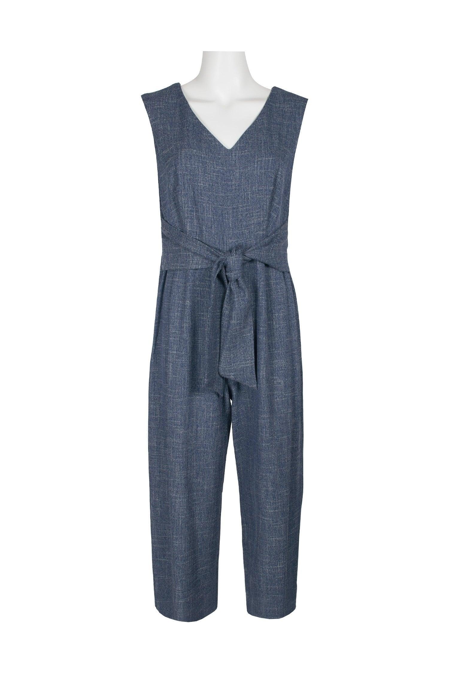 Connected Apparel Sleeveless Tie Waist Jumpsuit - The Dress Outlet