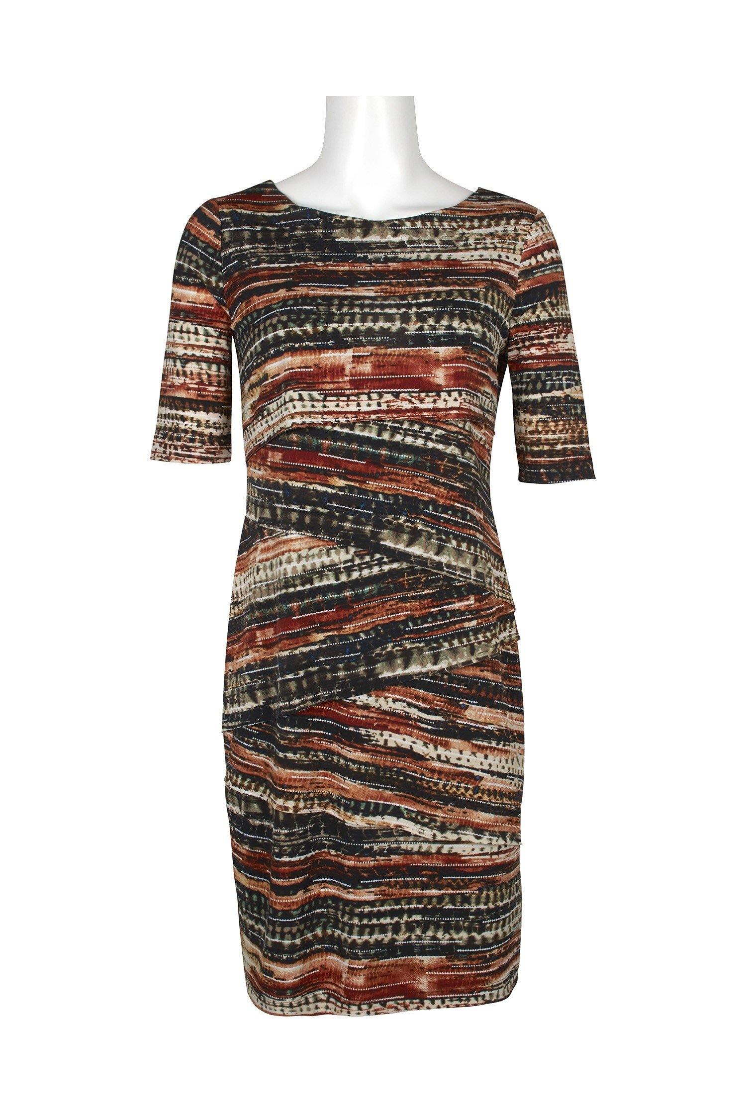 Connected Apparel Tiered Short Sleeve Cocktail Dress