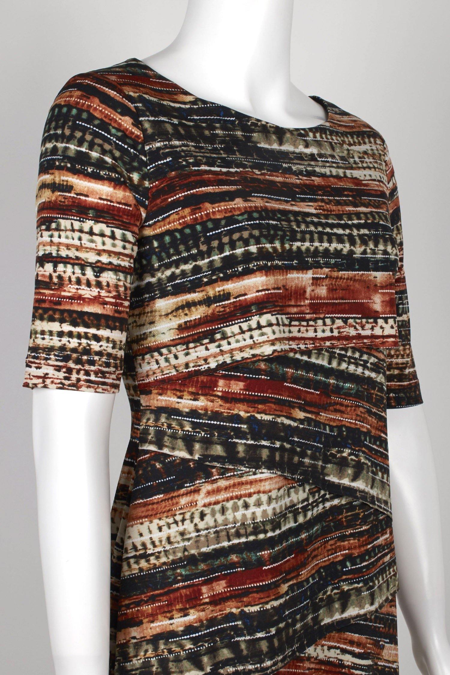 Connected Apparel Tiered Short Sleeve Cocktail Dress